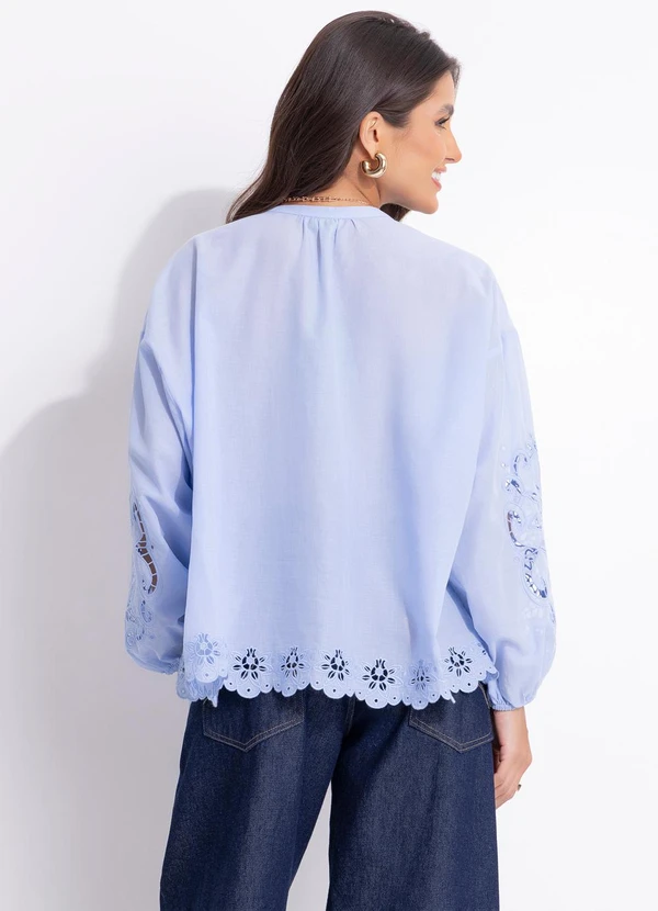 Farm - Bata Bordada Richelieu Azul 2