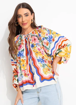 Farm - Bata Lenço Floraline Off White - FARM