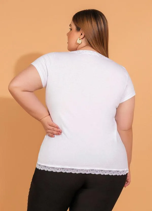 bonprix - Bata Manga Curta com Renda Branca 3