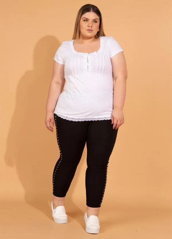 bonprix - Bata Manga Curta com Renda Branca 4