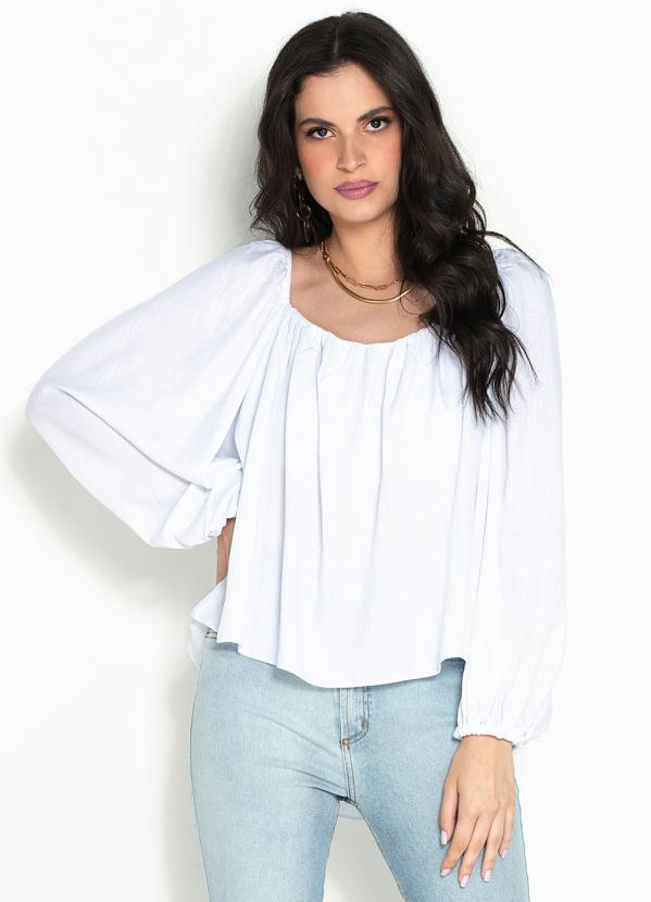 Lança Perfume - Bata Manga Longa de Viscose Branca