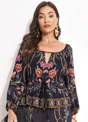 Farm - Bata Mg Floral Belle Preto - FARM