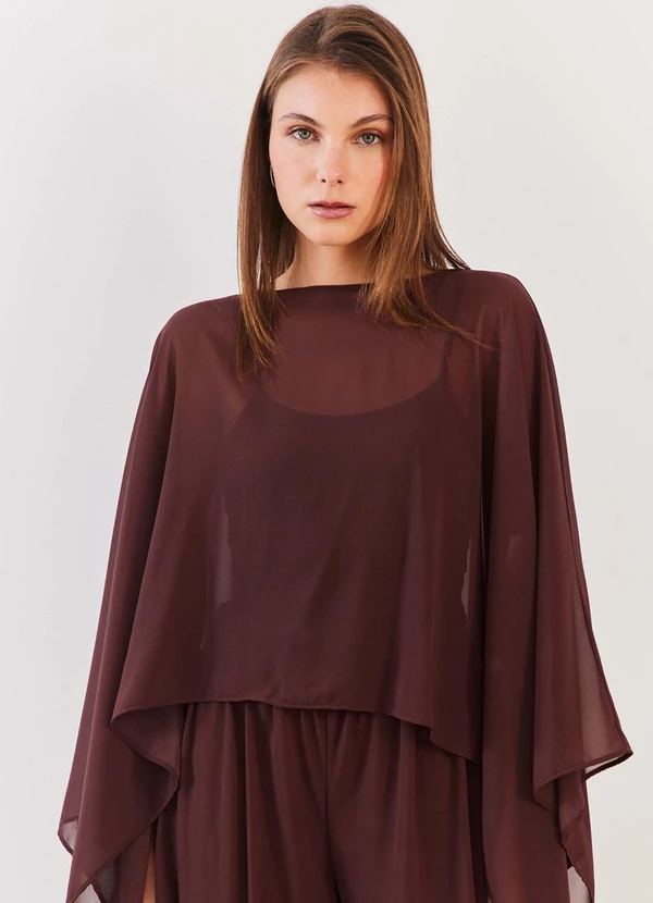 Sofie - Blusa 2 em 1 com Regata e Capa Fluida Fluid Lines