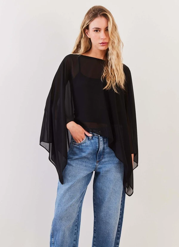 Sofie - Blusa 2 em 1 com Regata e Capa Fluida Fluid Lines