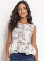Blusa Abstrato Bicolor em Ribana Canelada