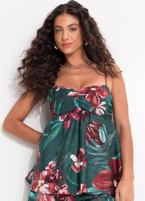 Farm - Blusa Alça Lineia Verde