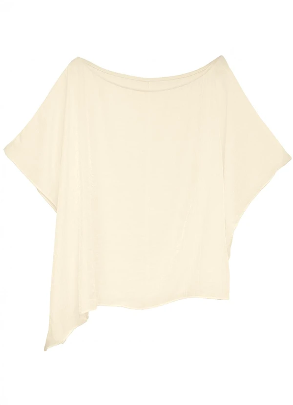 Enfim - Blusa Assimétrica Acetinada Off White