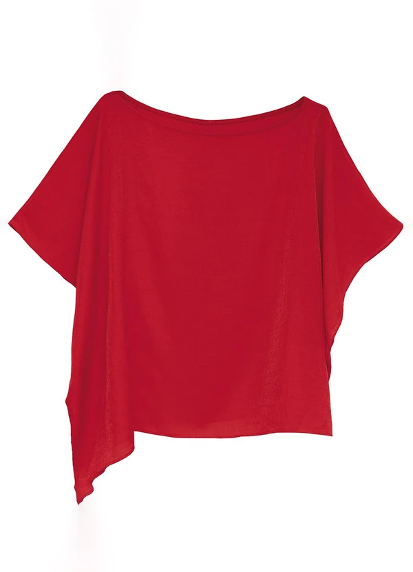 Enfim - Blusa Assimétrica Acetinada Texturizada Vermelho 3