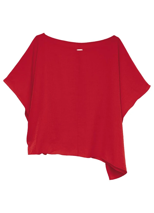 Enfim - Blusa Assimétrica Acetinada Texturizada Vermelho 4