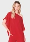 Enfim - Blusa Assimétrica Acetinada Texturizada Vermelho - variação: Vermelho