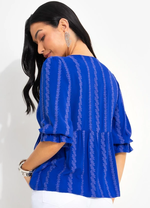 bonprix - Blusa Azul Marinho em Tecido Laise 2