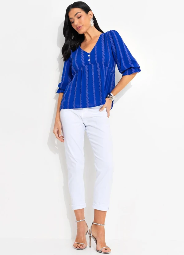 bonprix - Blusa Azul Marinho em Tecido Laise 3