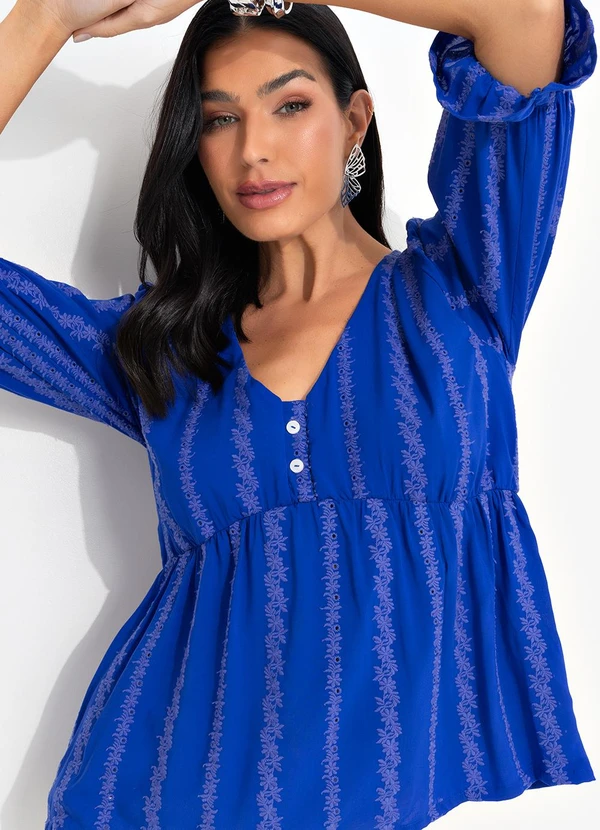 bonprix - Blusa Azul Marinho em Tecido Laise 6