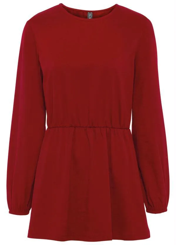 Queima Estoque - Blusa Bata com Elástico na Cintura Vermelho 2