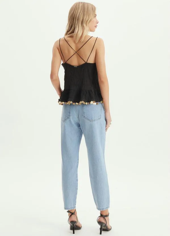 Lança Perfume - Blusa Bata de Alça Preta 4