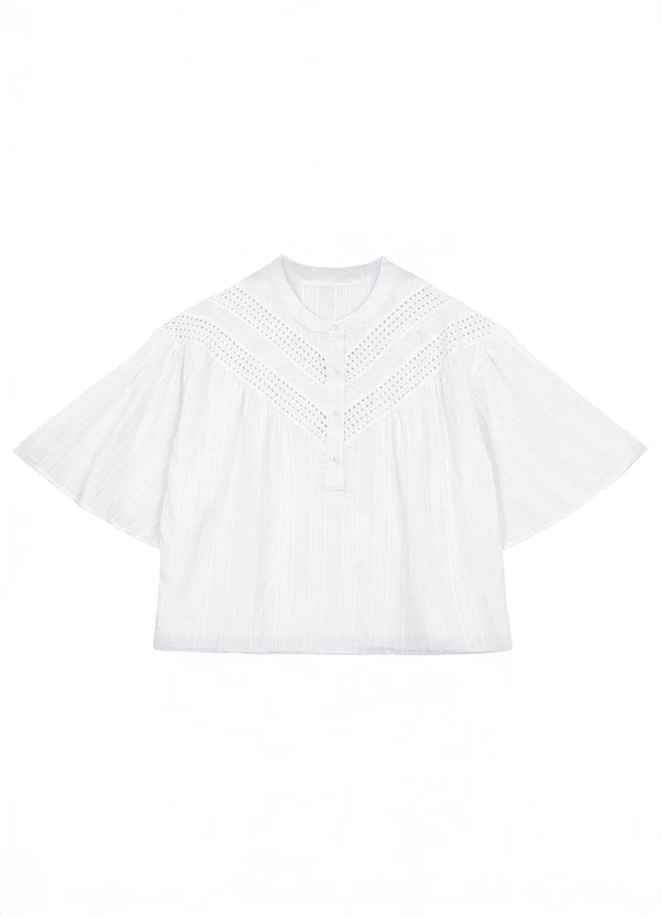 Malwee - Blusa Bata em Algodão Branco