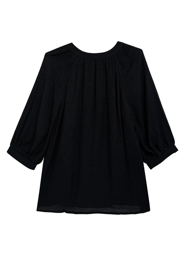 Malwee - Blusa Bata em Crepe Preto 2