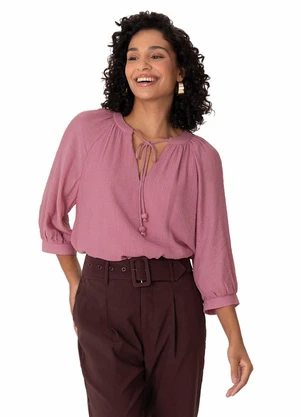 Malwee - Blusa Bata em Crepe Rosê - MALWEE