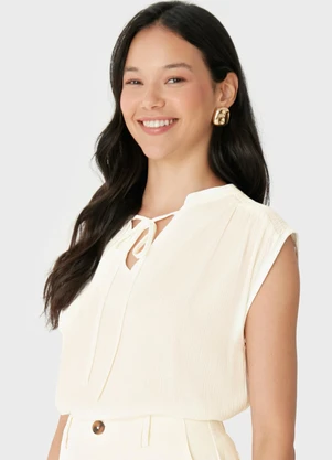 Malwee - Blusa Bata em Off White - MALWEE