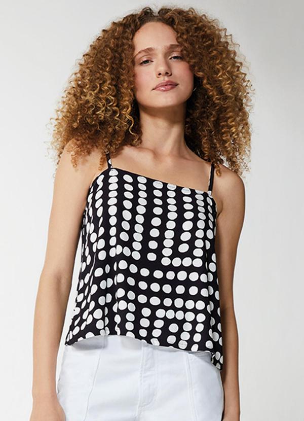 Enfim - Blusa Bata Poá Feminina Preto