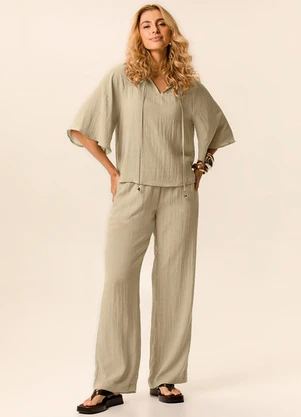 Malwee - Blusa Bata Texturizada Areia - MALWEE