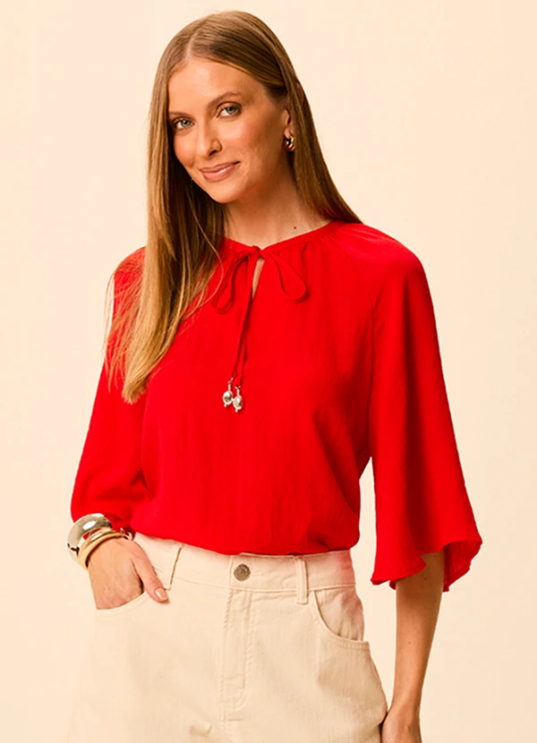 Malwee - Blusa Bata Texturizada Vermelho