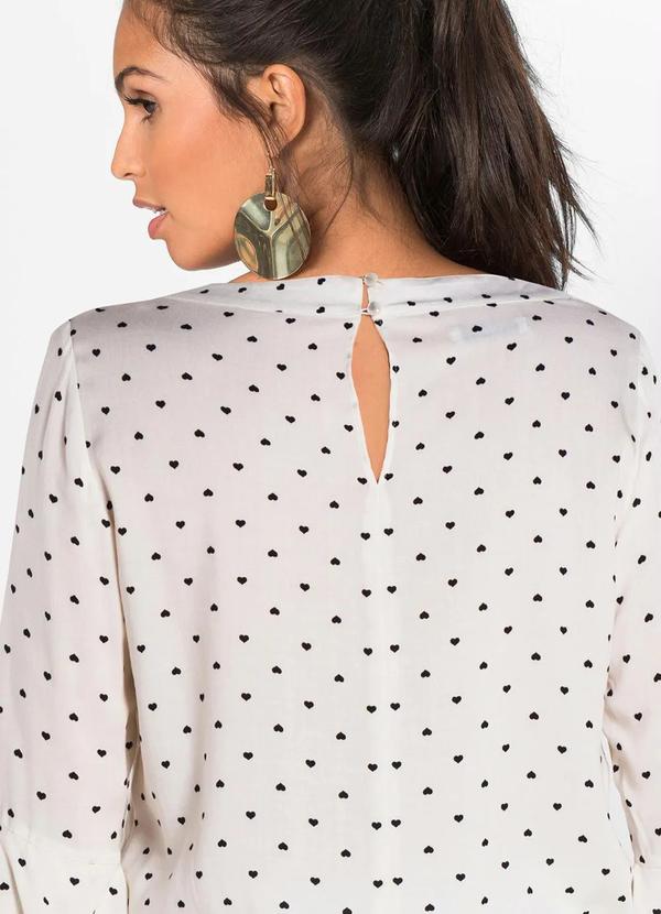 bonprix - Blusa com Babados Estampada Off White 5