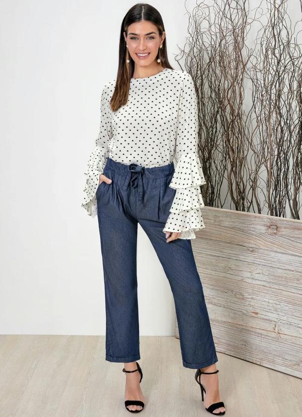 bonprix - Blusa com Babados Estampada Off White 8