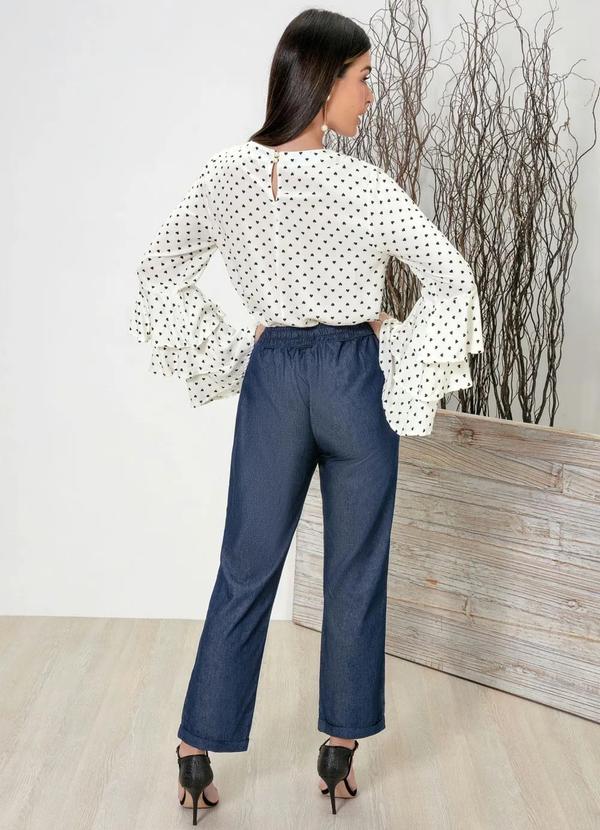 bonprix - Blusa com Babados Estampada Off White 9