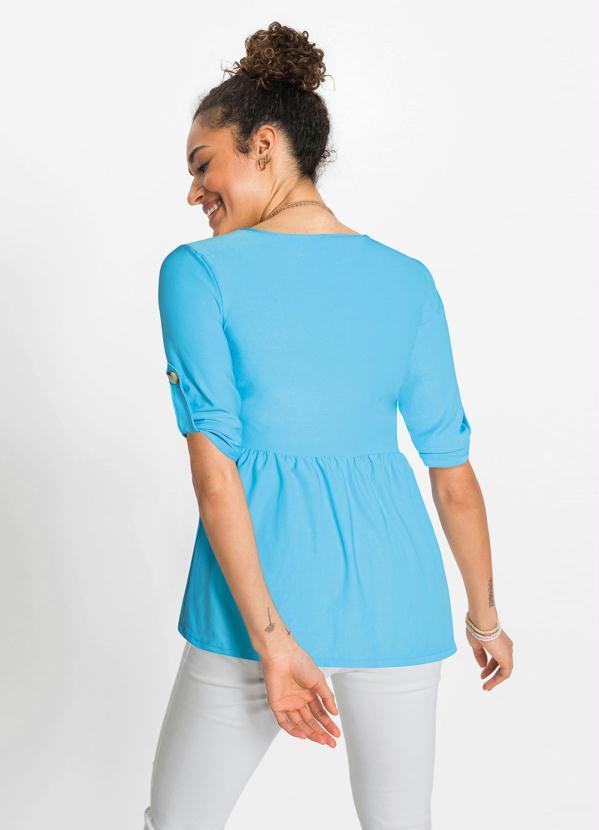 Queima Estoque - Blusa com Decote V Azul 2