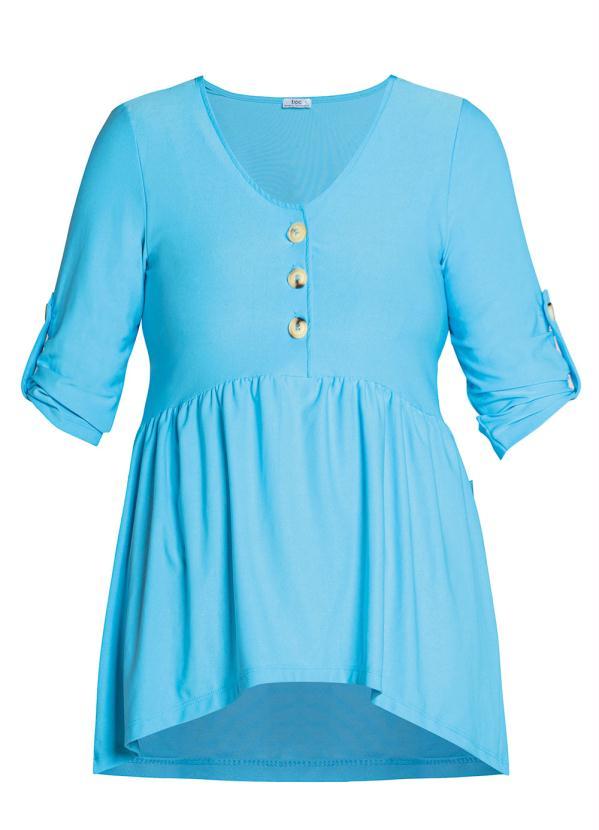 Queima Estoque - Blusa com Decote V Azul 4