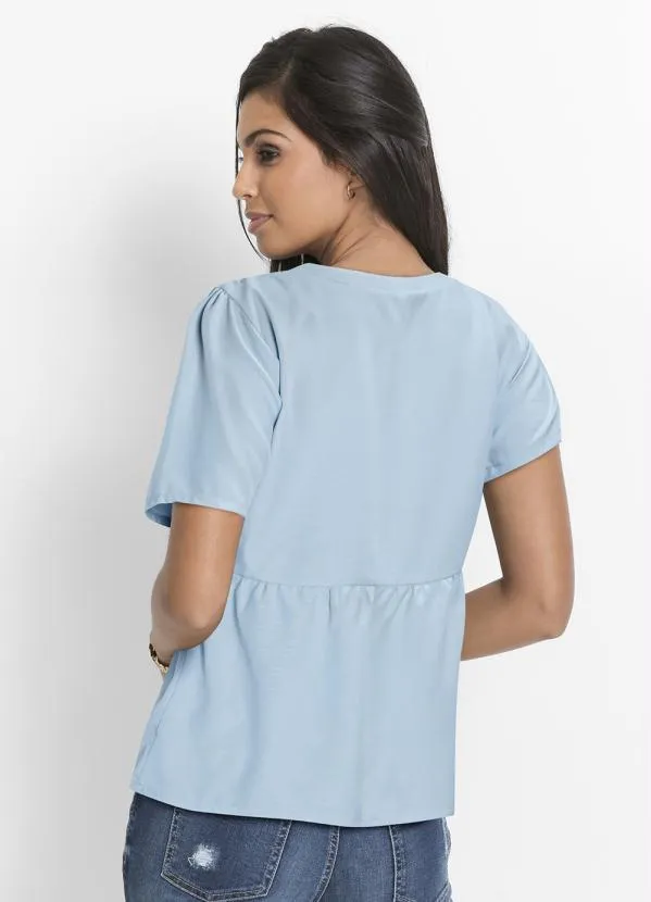Queima Estoque - Blusa com Recorte no Decote Azul 2