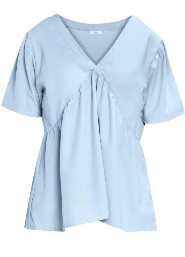 Queima Estoque - Blusa com Recorte no Decote Azul 4