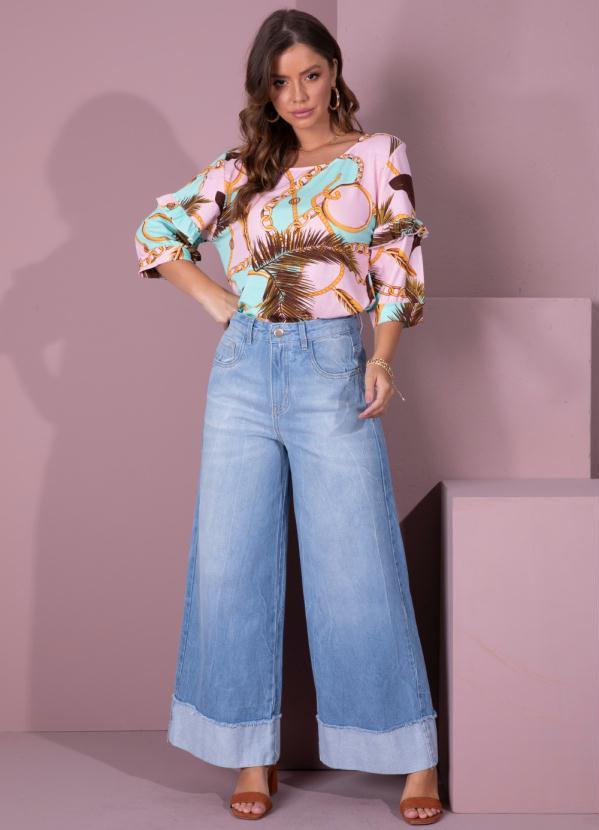 Queima Estoque - Blusa Correntes com Babados nas Mangas 3