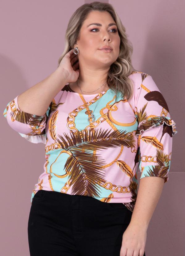 Queima Estoque - Blusa Correntes com Babados nas Mangas 5