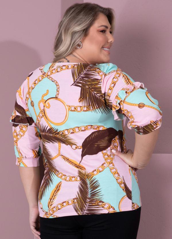 Queima Estoque - Blusa Correntes com Babados nas Mangas 6