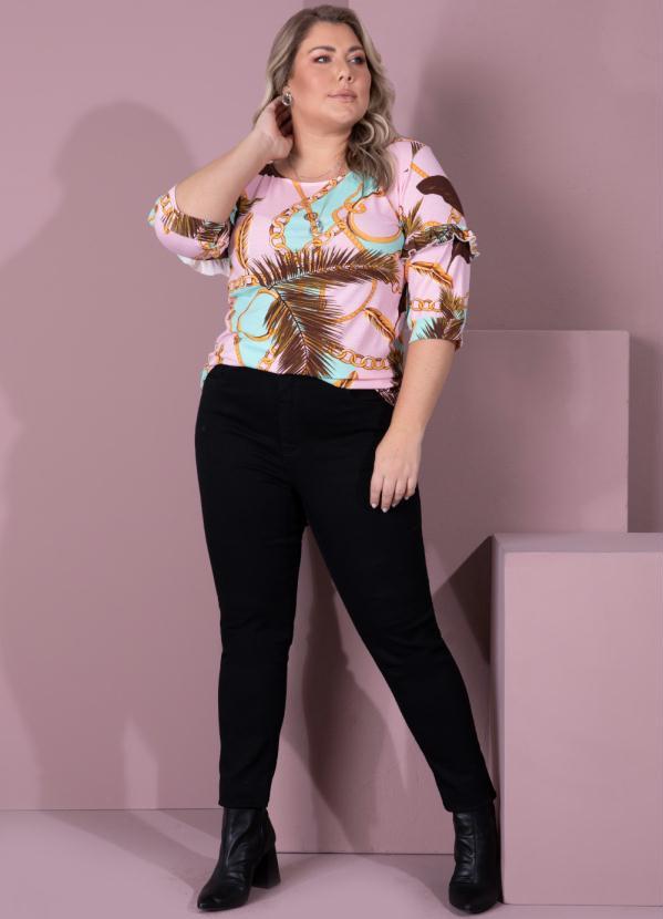 Queima Estoque - Blusa Correntes com Babados nas Mangas 7