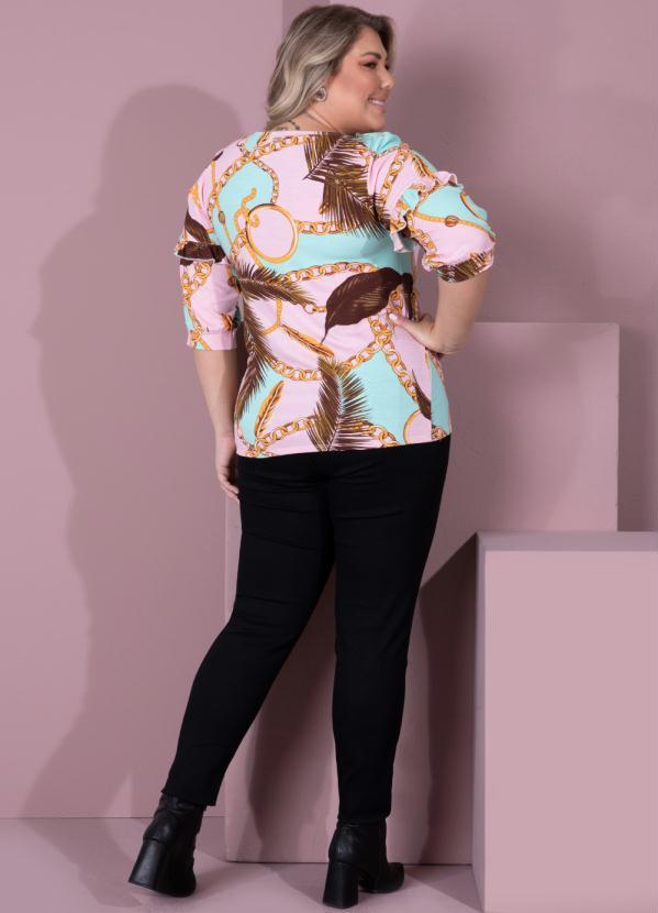 Queima Estoque - Blusa Correntes com Babados nas Mangas 8