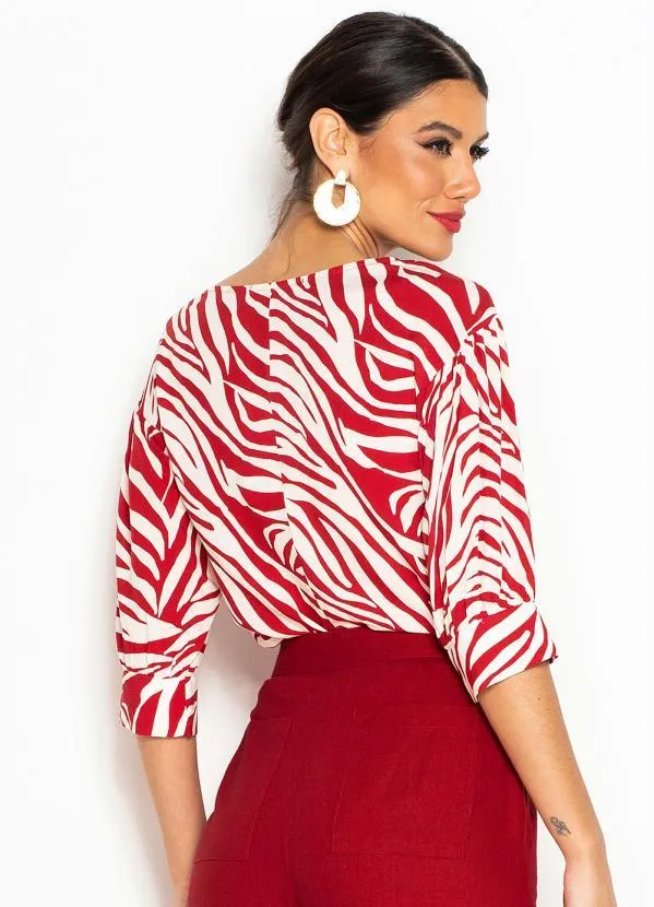 Maria Filó - Blusa de Viscose Estampa Labirinto Vermelho 2