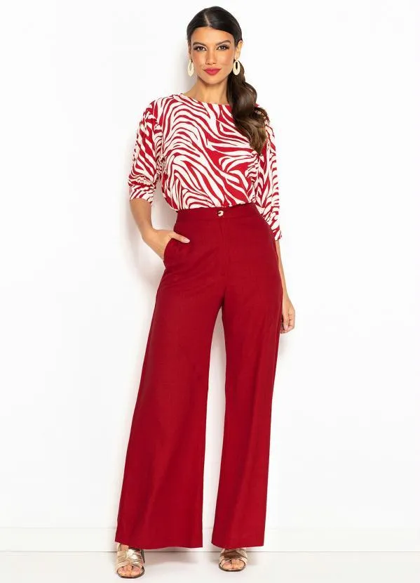 Maria Filó - Blusa de Viscose Estampa Labirinto Vermelho 3