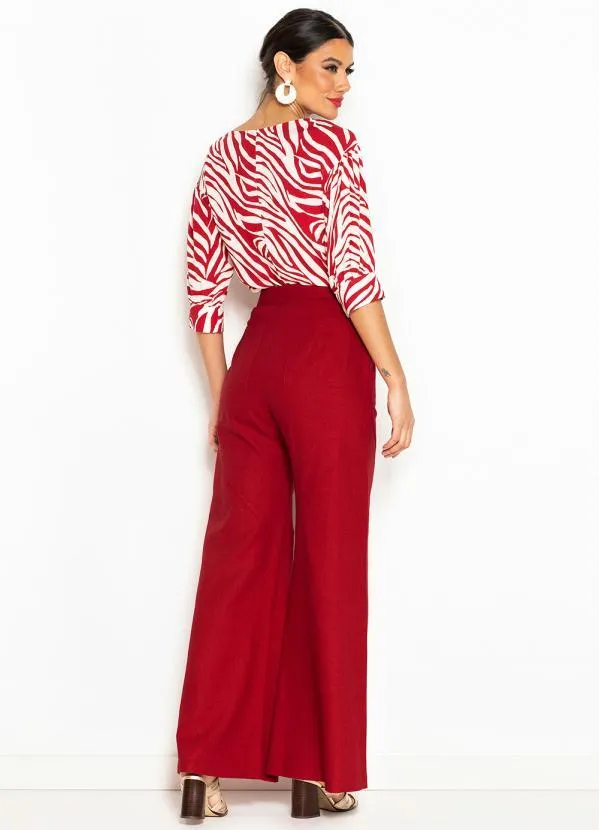 Maria Filó - Blusa de Viscose Estampa Labirinto Vermelho 4