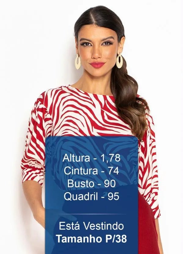 Maria Filó - Blusa de Viscose Estampa Labirinto Vermelho 5