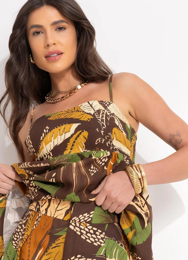 Farm - Blusa em Viscolinho Floresta Sketch Marrom 8