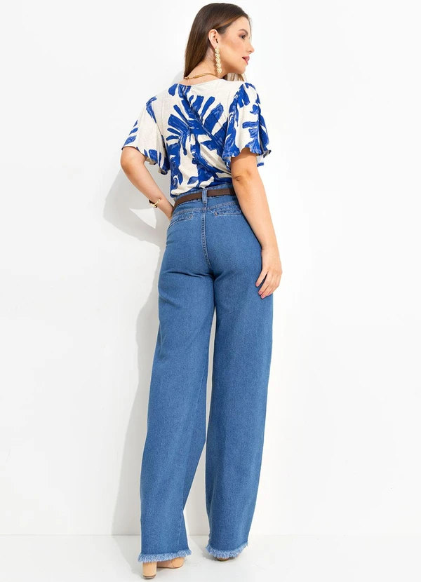 Quintess - Blusa Folhagem Azul em Malha de Viscose 4