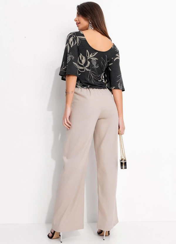 Quintess - Blusa Folhagem Marinho em Malha de Viscose 5