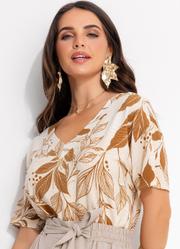 Blusa Folhagem Natural em Malha de Viscose