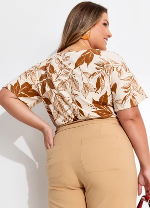 Quintess - Blusa Folhagem Natural em Malha de Viscose - QUINTESS