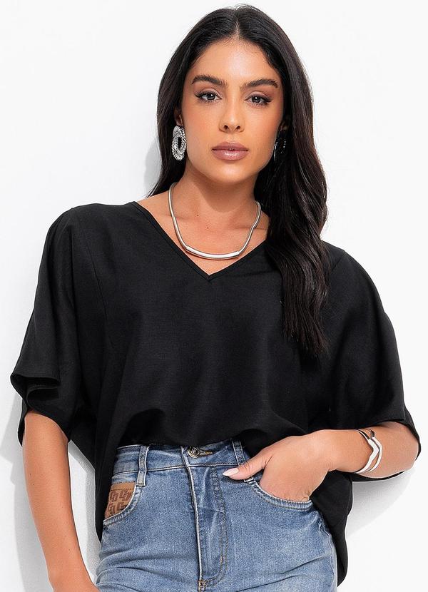 Colcci - Blusa Linho Preto