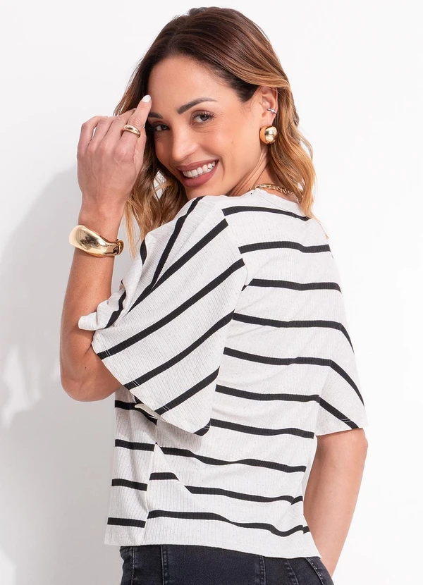 Bimini - Blusa Listrada Bege 8