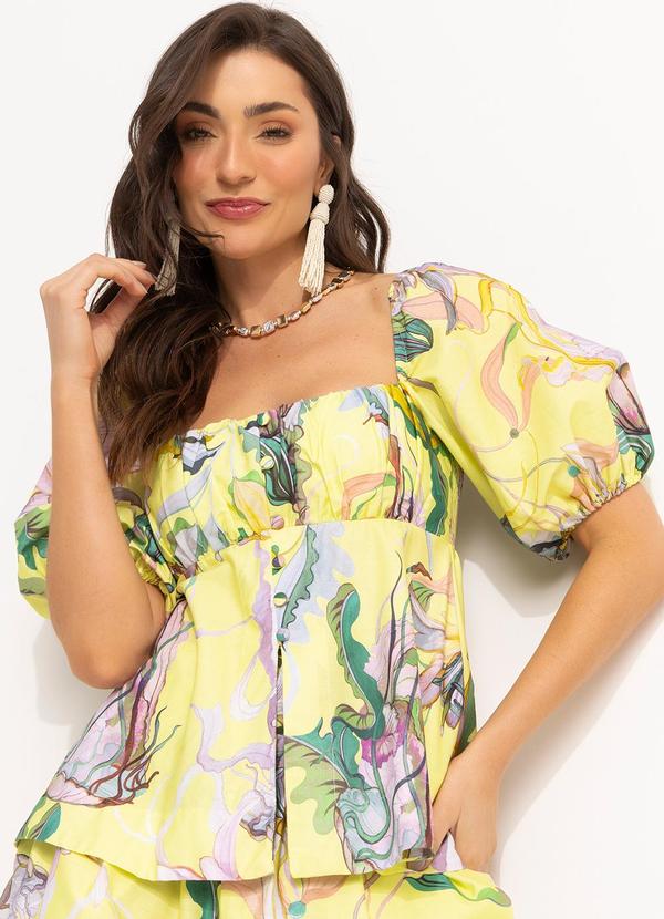 Farm - Blusa Mangas Amarelo